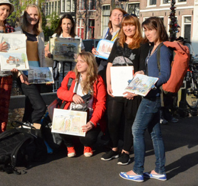 Urban sketching work shop in Amsterdam, May 2016