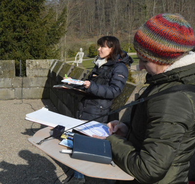 Illustration work shop with plein air in Drachenburgh, March 2016