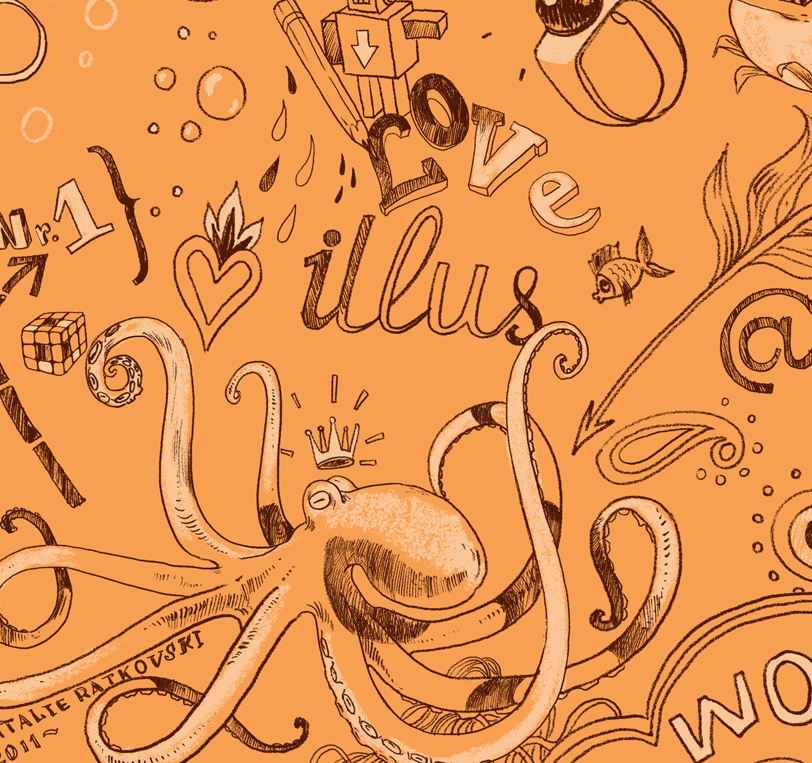 Endpaper illustration for Profession - illustrator: learn to think creative, for Mann, Ivanof & Ferber publisher, Moscow